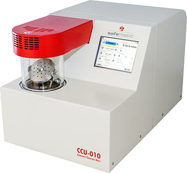 Safematic CCU-010 coater family: Sputter Head SP-010. Compact coating unit CC-10 with Sputter Head SP-010.