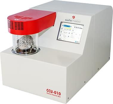 Safematic CCU-010 coater family: Sputter Head SP-010. Compact coating unit CC-10 with Sputter Head SP-010.