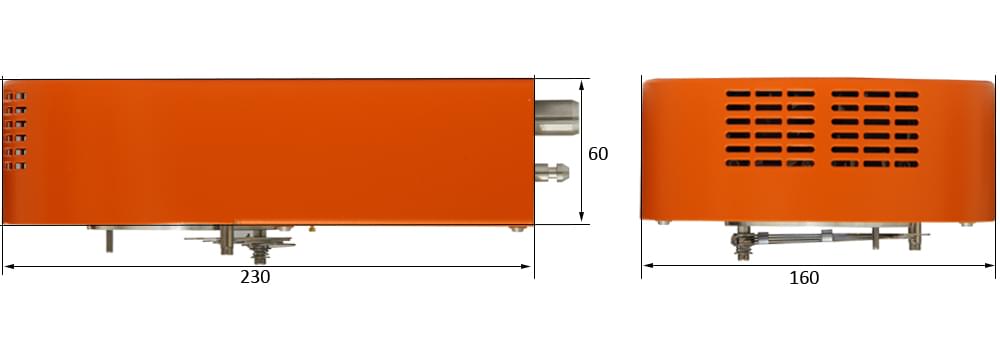 Safematic CCU-010 coater family: Sputter Head SP-011. Dimensions.